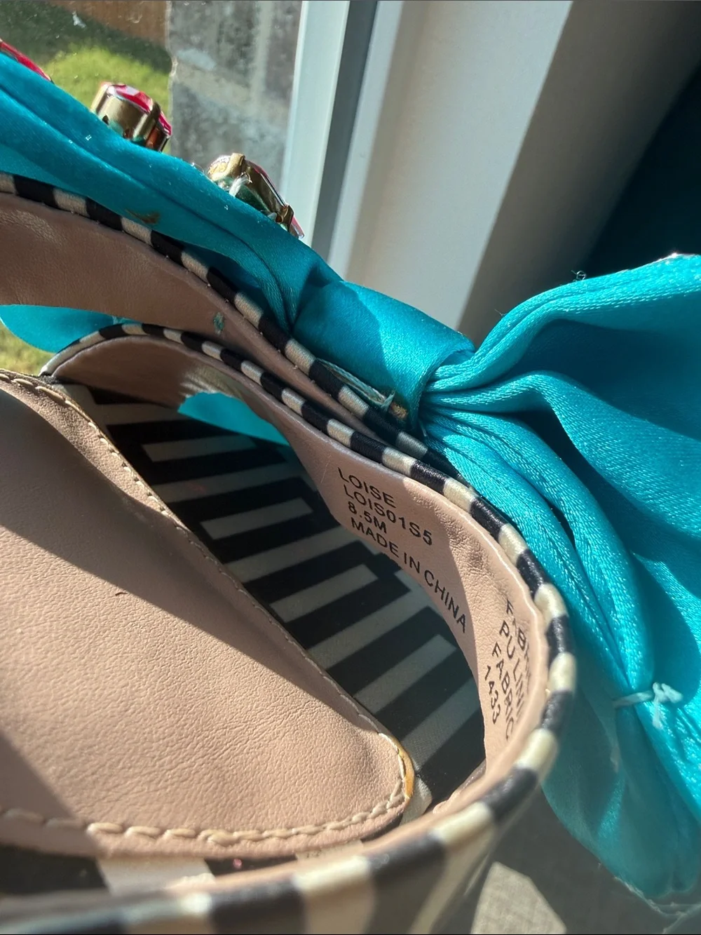 Betsey Johnson Turquoise Bow Slingback Sandals with Hot Pink Straps